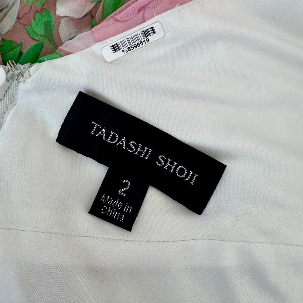 New Tadashi Shoji Ausra Floral Cap Sleeve Chiffon Dress Women's Size‎ 2 T - Picture 8 of 10